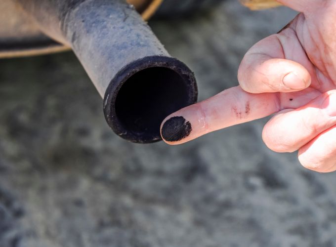 Podemos encontrar hollín en el tubo de escape
