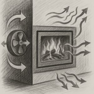 estufa de leña con ventilador