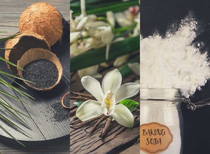 activated charcoal, vanilla and baking soda against soot odour